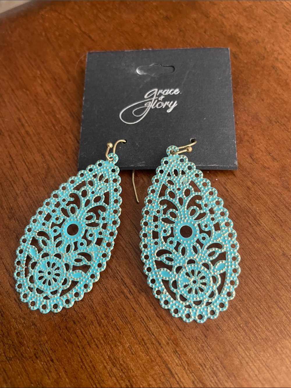 Turquoise Filigree Teardrop Earrings